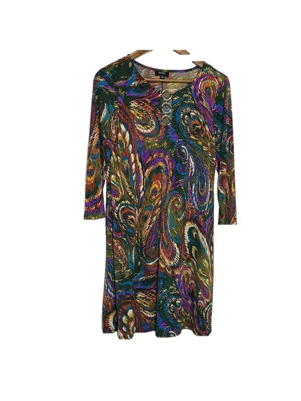 MSK Multicolored Paisley Print Dress Sz Medium